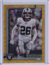Topps 2025 Chrome Darien Porter Gold Wave Rookie Card /50 #367 Raiders. rookie card picture