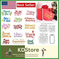 15pcs Word Die Cuts for Card Making  Scrapbooking - Congratulations, Happy B...