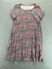 Korsis Womens Short Sleeve Crew Neck Stretch T Shirt Dress Red Paisley Size XL