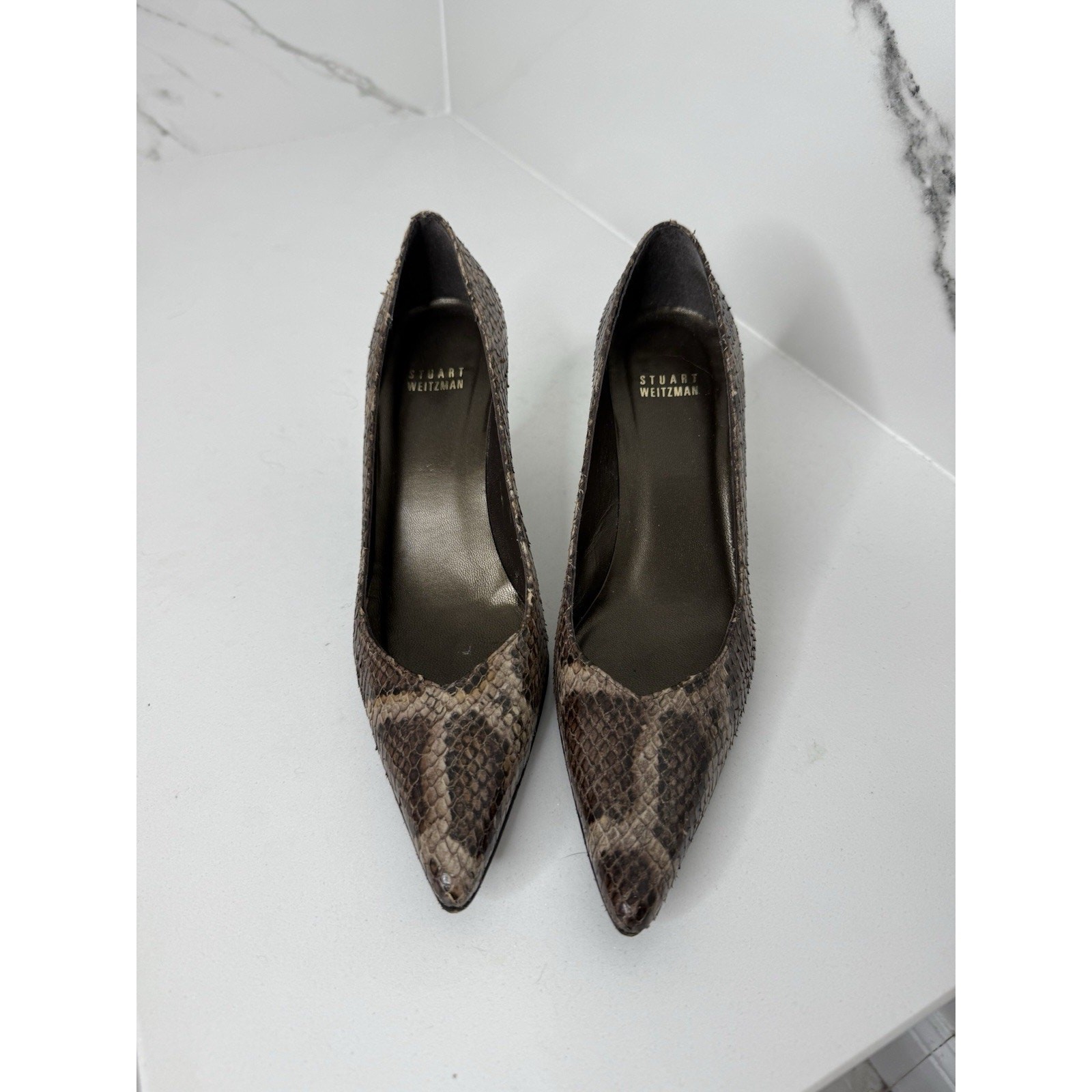 Stuart Weitzman Women’s Adria Python Print Pointe… - image 2