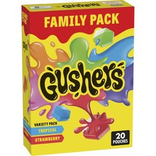 Gushers Fruit Flavored Snacks, Tropical and Strawberry 20 Count Pack of 1