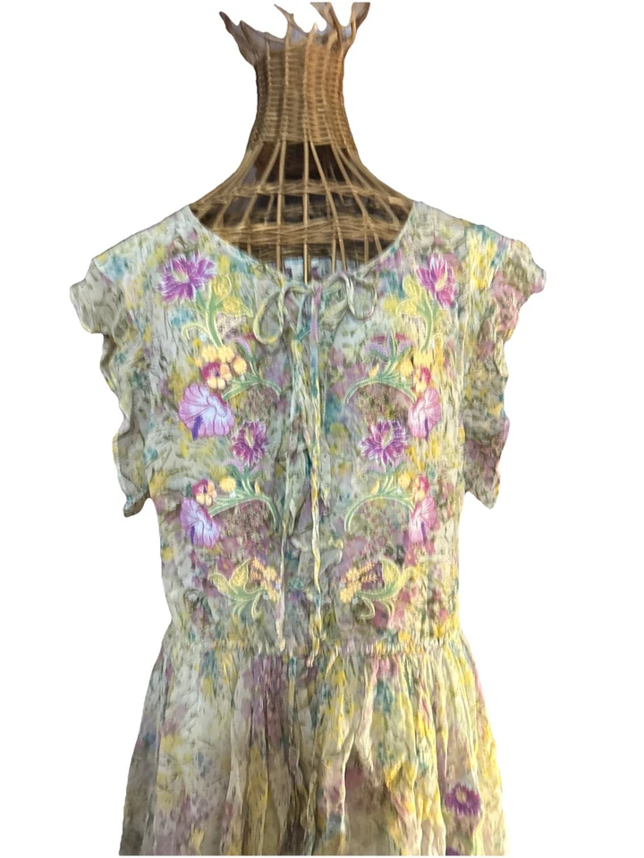 Sundance Dress Large  Maxi Catalog Green Tiered Floral Eden Embroidered  $298 - Image 2 of 4