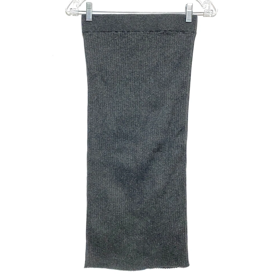 Forever 21 Gray Ribbed Bodycon Tube Pencil Skirt S Fitted Faux Button Front Y2K - Image 4 of 4