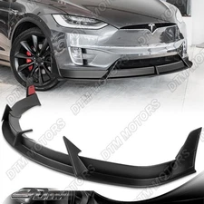 For 16-21 Tesla Model X Unpainted Black Front Lower Bumper Lip Body Kit Spoiler
