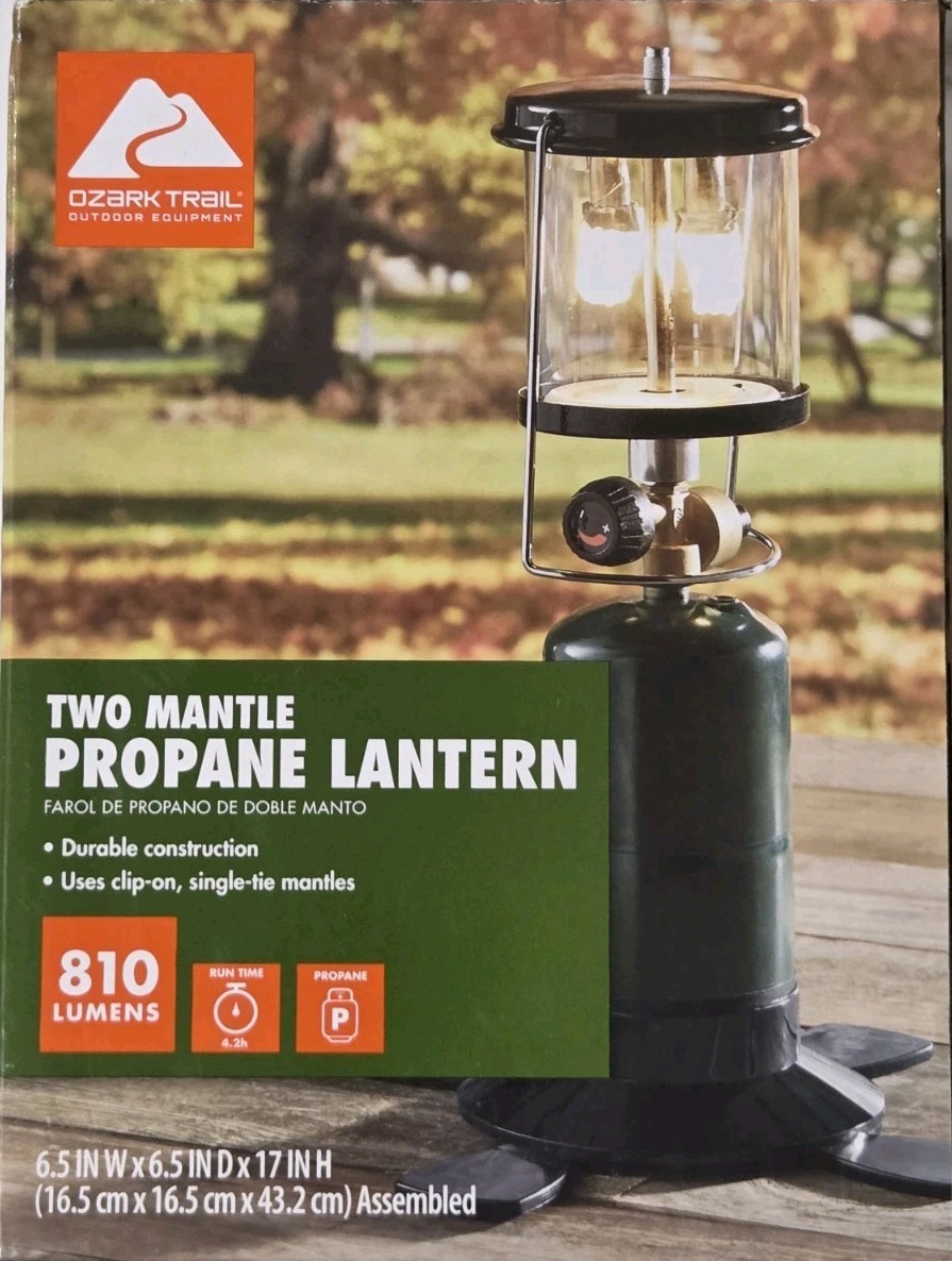 Ozark Trail Green Two Mantle Propane Lantern 810 Lumens Camping
