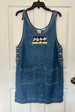 Vintage The Disney Store Mickey Mouse Denim Jean Jumper Dress Womens M