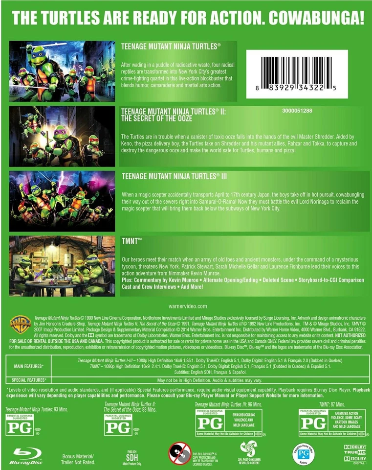 Teenage Mutant Ninja Turtles Film Collection Blu-ray  NEW - Image 4 of 4