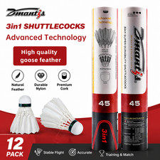 12pcs Dmantis D45 3in1Training Goose Feather Shuttlecocks Birdies Badminton Ball