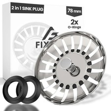 Fixciti 78 mm/1 St&uuml;ck Sp&uuml;lbeckensieb UK Stopfen - Edelstahl 78 mm (1er Pack), Silber