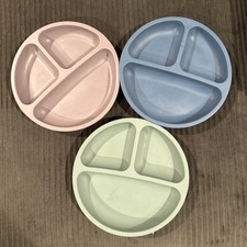 Set of 3 Silicone Toddler Plates - suction cups - 3 sections - BPA free