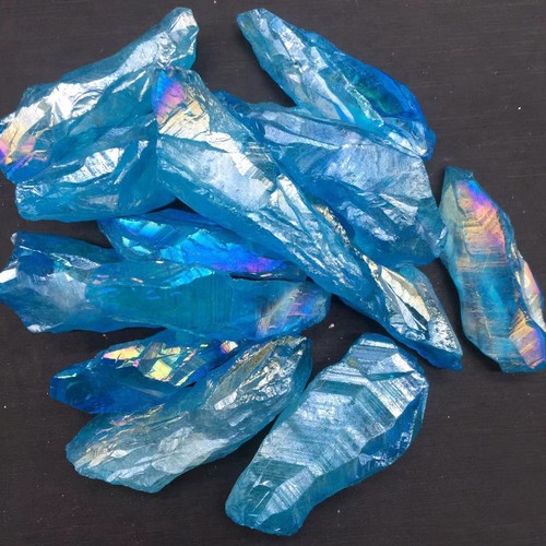 A Lot Titanium Rainbow Aura Natural Lemurian Quartz Crystal Point Healing 13pcs - Picture 8 of 10