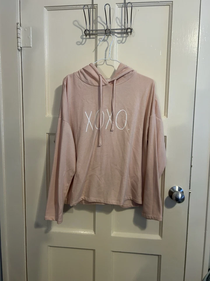 Rae Dunn Pink Hoodie Pullover XOXO size Medium - Image 4 of 4