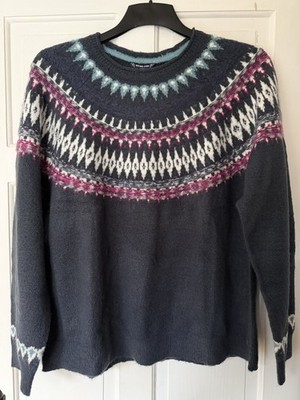 Weird Fish Lowell Eco Fair Isle Pullover Damen Navy Größe 20 Neu ohne Etikett