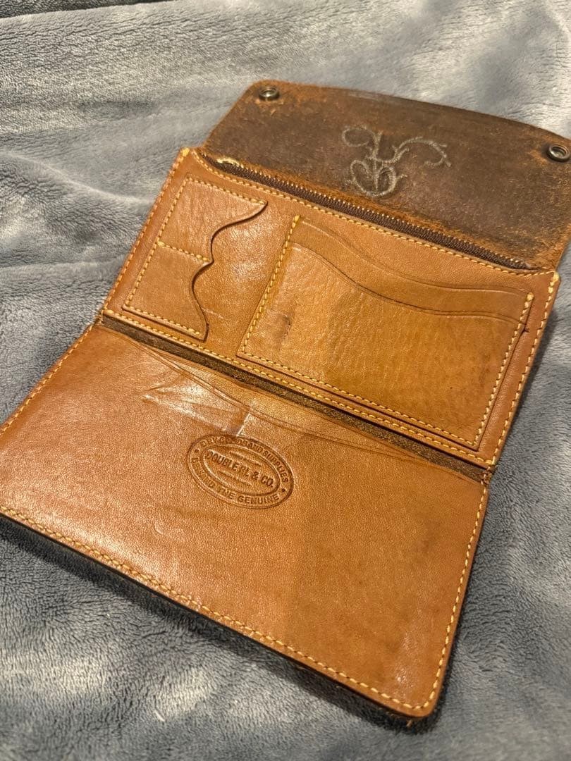 RRL Ralph Lauren Vintage Leather Wallet Embroided Brown Excellent Condition image 4