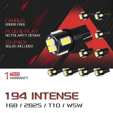 10x 12v T10 Smd Wedge Led Light Bulb Globe White 2825 168 194 192 W5w 501 Exd