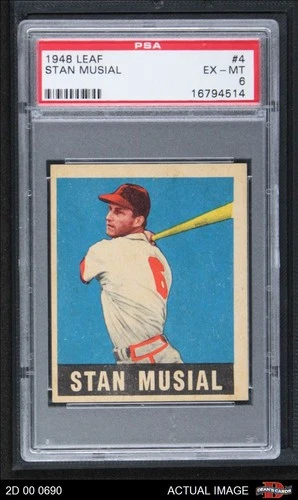 1948 Leaf #4 Stan Musial Cardinals RC HOF MVPw PSA 6 - EX/MT