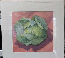Vintage JEAN SHELLITO "Cabbage" Original Watercolor Painting Kansas Art Matted
