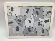 Pottery Barn Kids Elephant Milestone Block Puzzle Retired