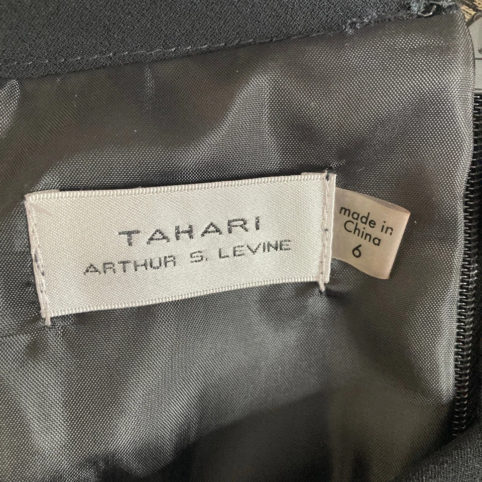 Tahari Arthur Levine Skirt Womens 6 Floral Embroidered Black  - Image 4 of 4