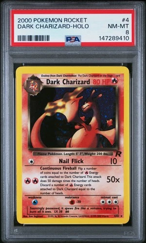 2000 POKEMON ROCKET #4 DARK CHARIZARD-HOLO PSA 8