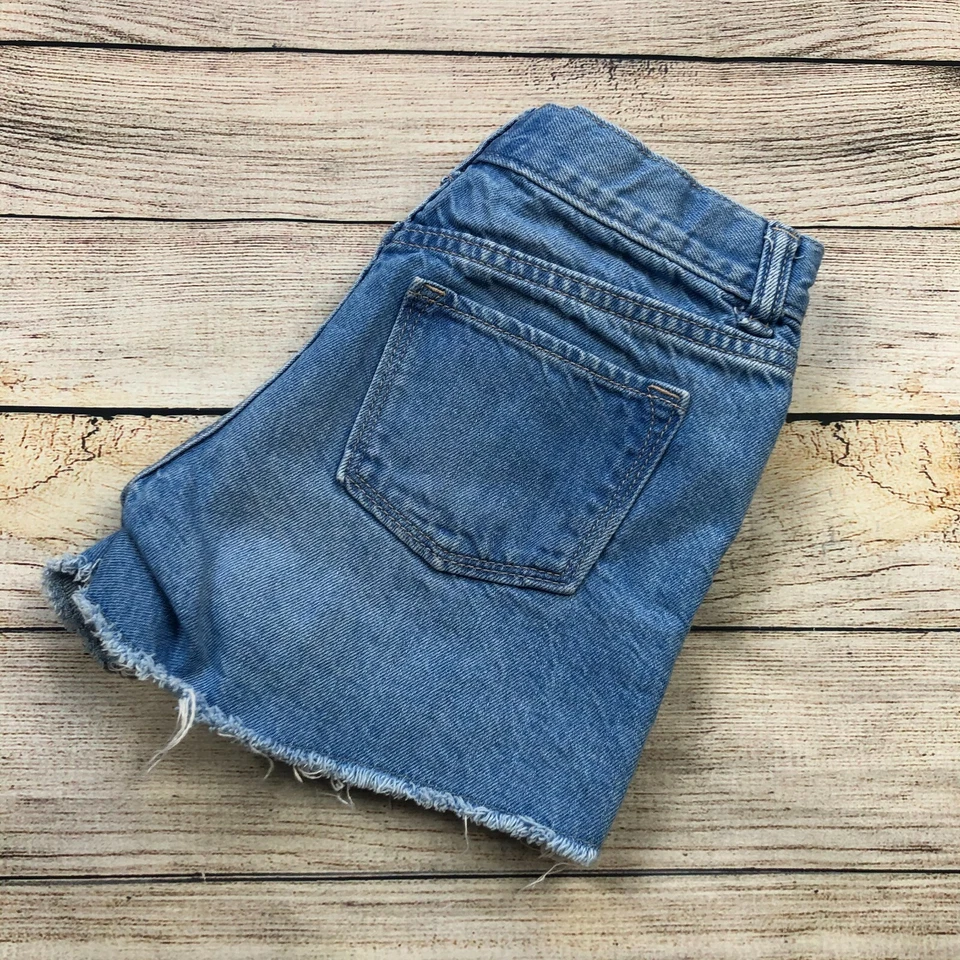 Pantalones Cortos Vaqueros Denim Vintage Azul Marino Niñas Talla 10 Crochet Encaje Bolsillos Diente de León G54 Foto 3 de 4