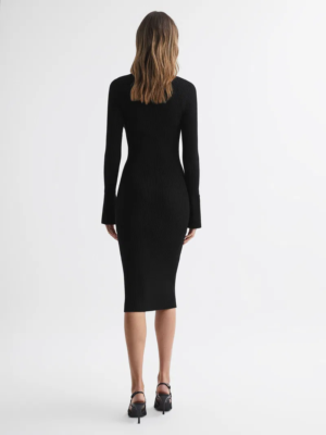 reiss black dress Reiss Avery Ribbed Knit Midi Dress