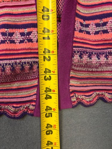Chico's 1 Women's Sz M Zig Zag Carly Duster Open Cardigan Pink Eclectic Casual - Picture 11 of 12