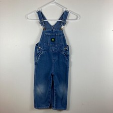 Boys Vintage John Deere Jean Overalls Blue 4T