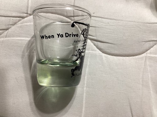 Vintage Shot Glass, Golfer, When Ya Drive - Don't Drink Green Tint Base! - Picture 2 of 5
