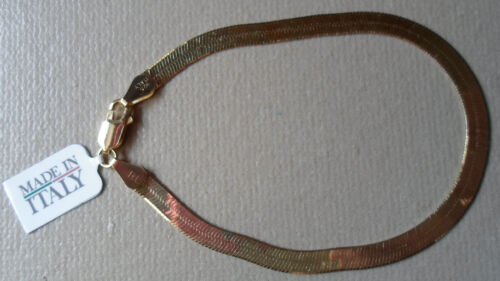 QVC Sterling Silver/18K Yellow Gold clad plate Herringbone Bracelet 7.5" - Picture 2 of 2