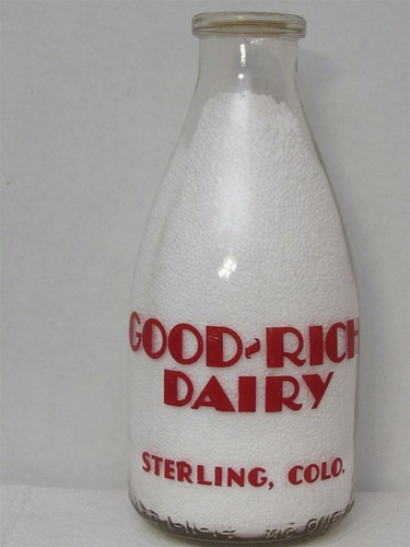 SRPQ Milk Bottle Good-Rich Dairy Sterling CO LOGAN COUNTY We Guard Your Health