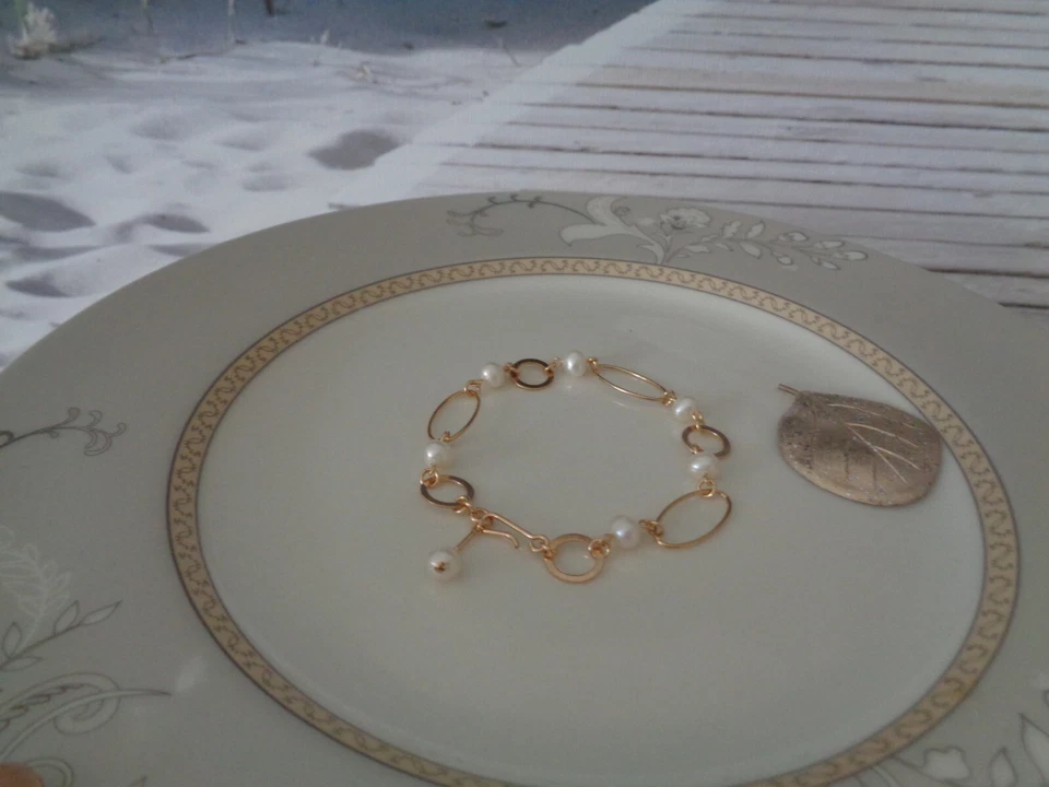 Armband Gold Perlen 14K Gold Filled Perlenarmband Gold - Bild 4 von 4