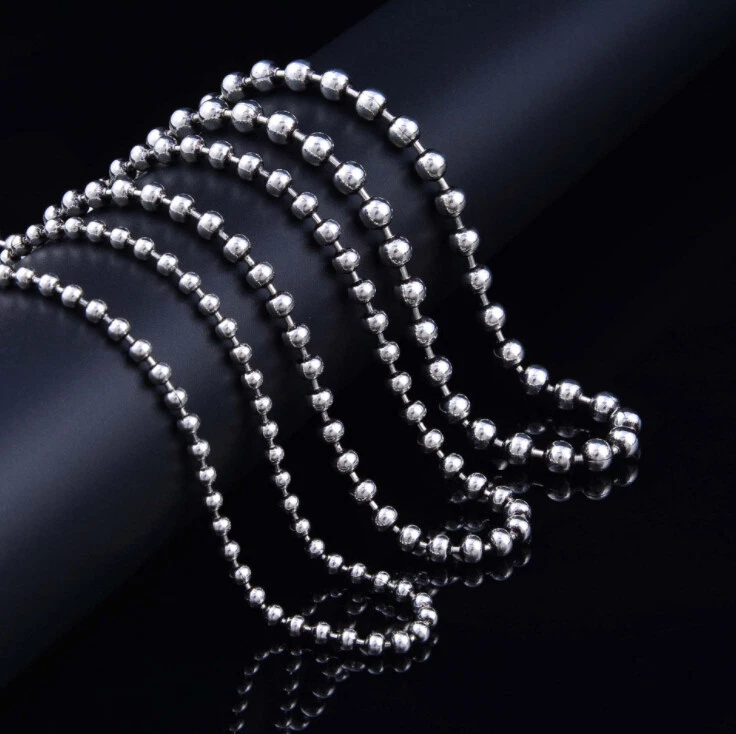 C30 Collana A Sfera In Perle D'Argento Sterling 925 Lunghezza Selezionabile 3 Mm - Immagine 2 di 4