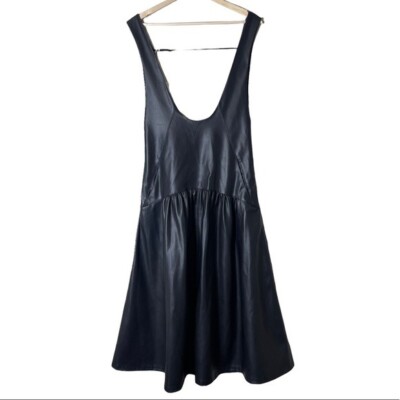 Anthropologie Beatrice B Faux Leather Black Pinafore Whimsigoth midi Dress  Sz 0 | eBay