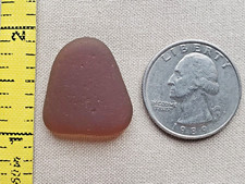 PURE BEACH SEA GLASS SURF TUMBLED CHOCO BROWN TRIANGLE SHAPE FROSTED PENDANT R5