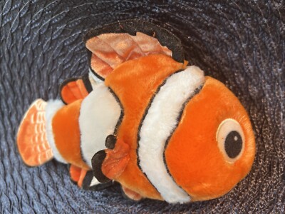 Disney Parks Finding Nemo Clownfish Fish Plush Stuffed Animal Bean Bag 9''