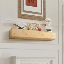 Fireplace Mantel Wood Shelf Floating Rustic Fireplace Mantel 72" Natural
