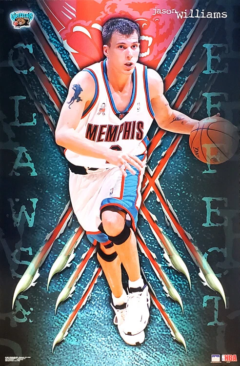 SPORTS POSTER WAREHOUSE Jason Williams CLAWS AND EFFECT 2001 Memphis Grizzlies Vintage NBA 22x34 POSTER