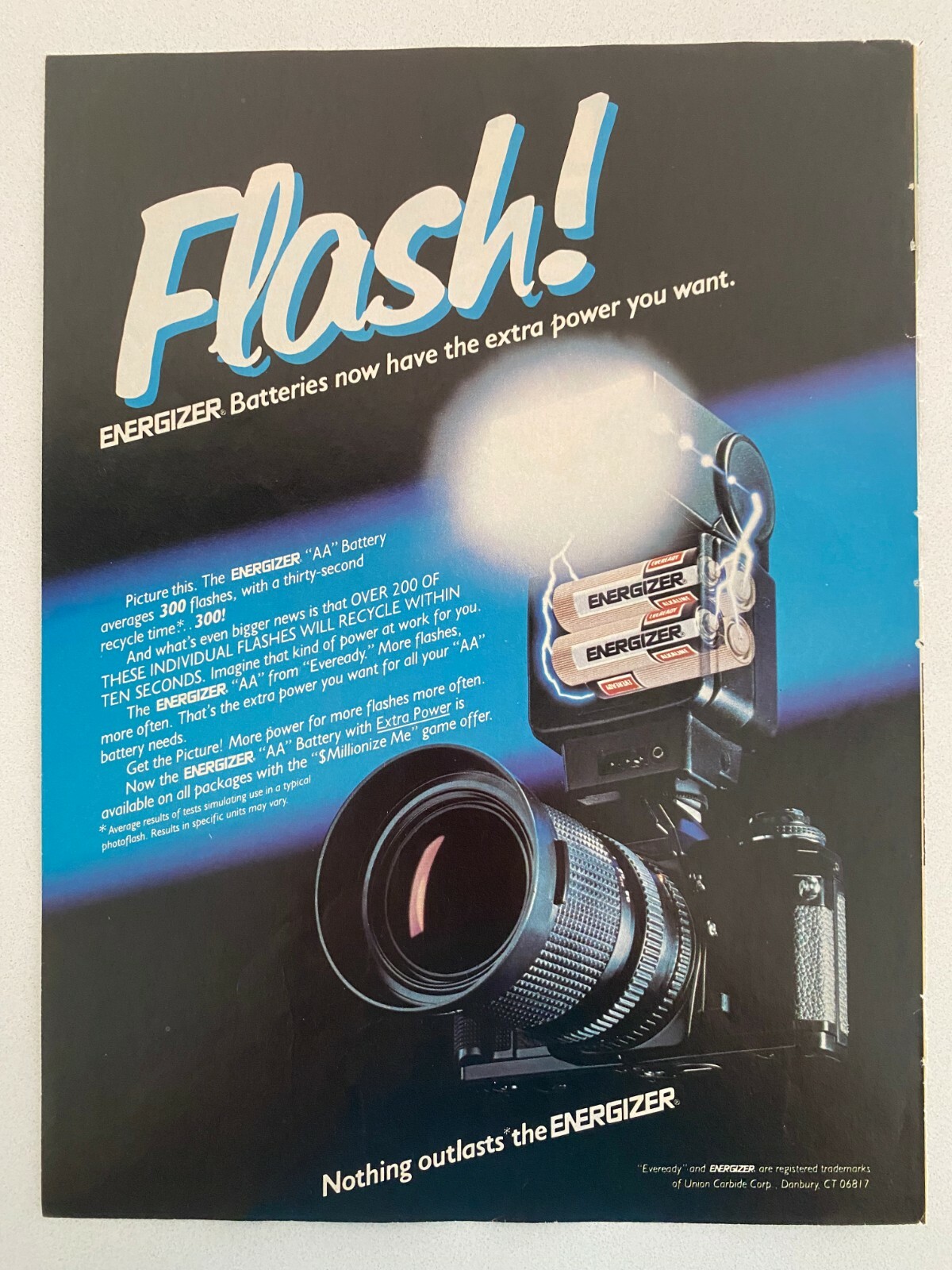 Energizer 1980s Vintage Battery Ad Retro Flash Advert-image