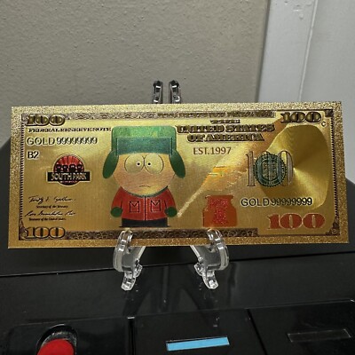 24k Gold Foil Plated Kyle Broflovski South Park Banknote Cartoon Collectible