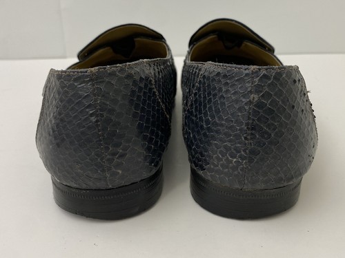 Giorgio Brutini Private Collection Genuine Snake Dress Shoes Size 7.5M Dark Blue - Picture 10 of 11