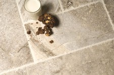 SAMPLE OF SILVER TUMBLED TRAVERTINE OPUS PATTERN FLOOR & WALL TILES