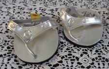 Build A Bear Workshop Silver Flip Flop Sandals with Rhinestones Slight Heel