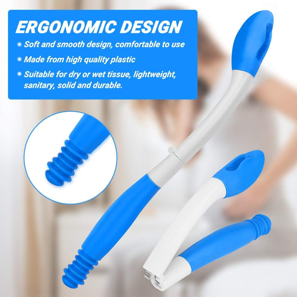 Foldable Toilet Aids for Wiping,  15.7" Long Reach Comfort Butt Wiper with PV Ca