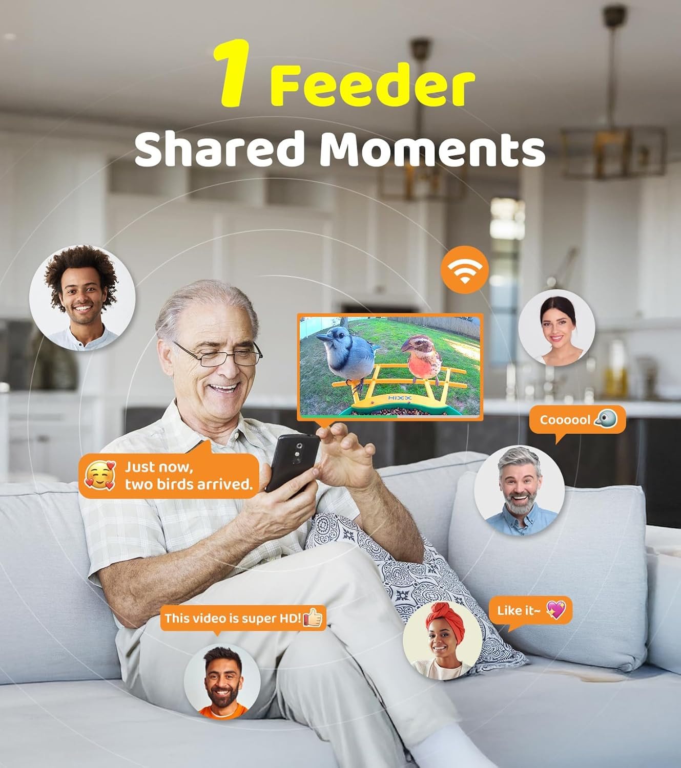 Smart Bird Feeder with Camera, Lifetime Free AI Identify Birds, Solar-Powered 2K