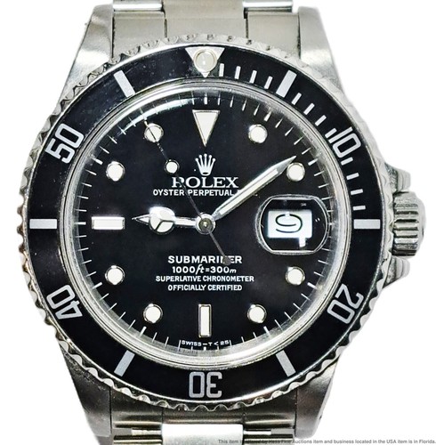 Rolex Submariner 16800 Mens Steel Date Black Dial Running Automatic Wrist Watch