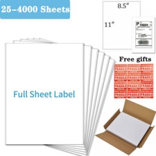 25-4000 Full Sheet Labels Self Adhesive Tag Shipping Label Address Tags Sticker