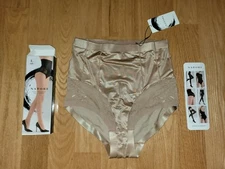 Natori Feathers Lace Trim High Waisted Control Top Nylon Briefs Nude Size L