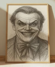 JOKER JACK NICHOLSON DRAWING PRINT SKETCH 8" x 10" PRINT WALL ART HOME DECOR