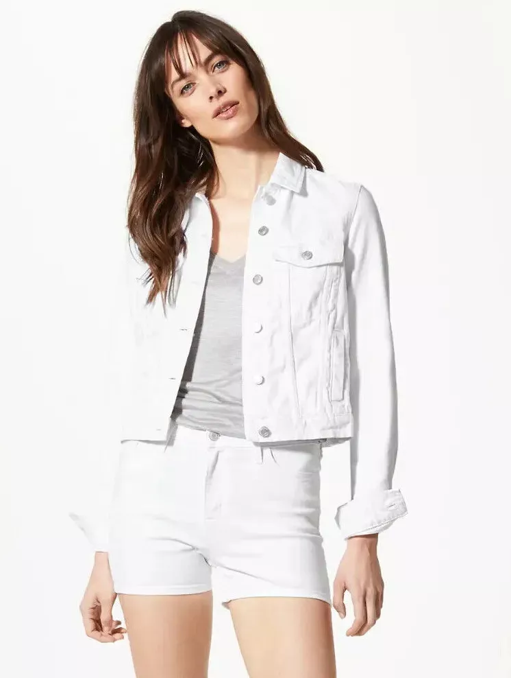 Pure white denim jacket sales